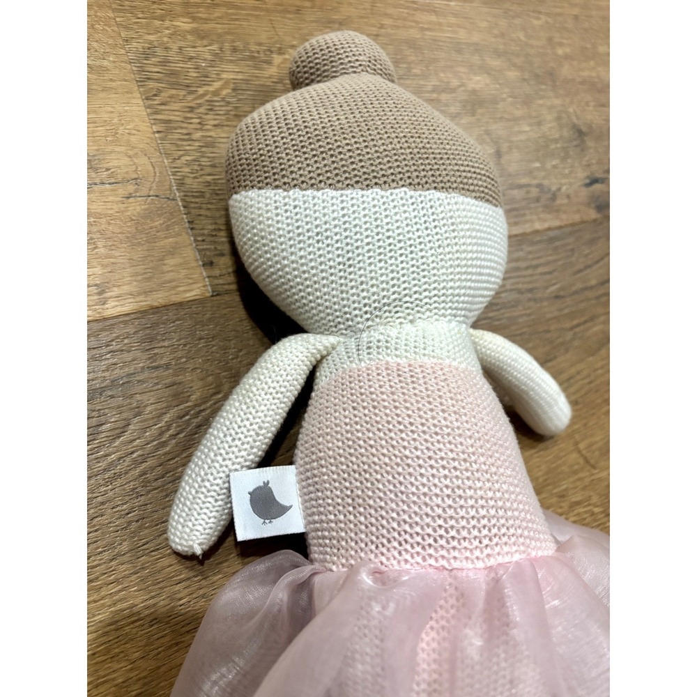 Emma Ballerina Knit Plush Doll Pink Tutu Gold 18" Washable Stuffed Rattle Toy - Picture 5 of 6